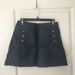 Forever 21 Navy Blue Faux Leather Button Skirt